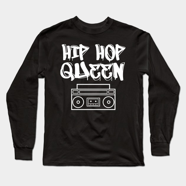 Hip Hop Queen Boom Box Long Sleeve T-Shirt by blackartmattersshop